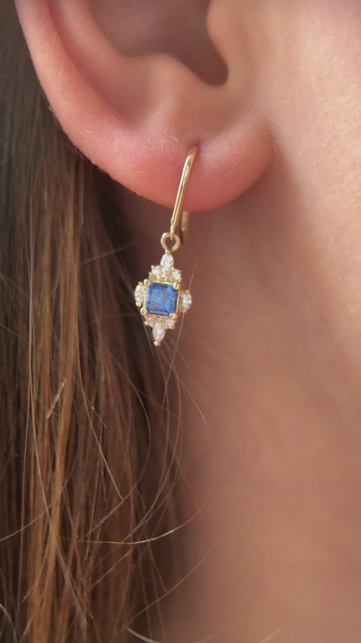The Hera Dangle Earrings - Royal Blue Sapphire