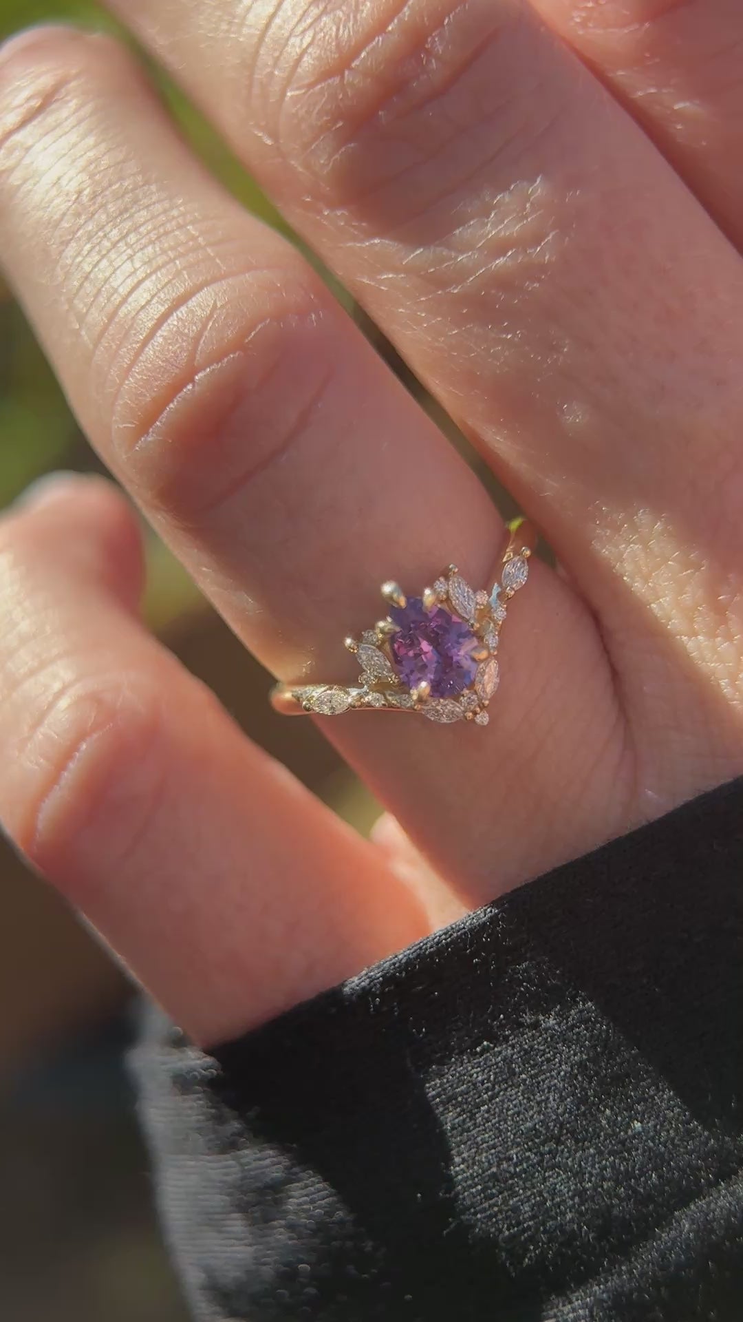 The Aurora Ring | 0.71 CT Pear Purple Sapphire