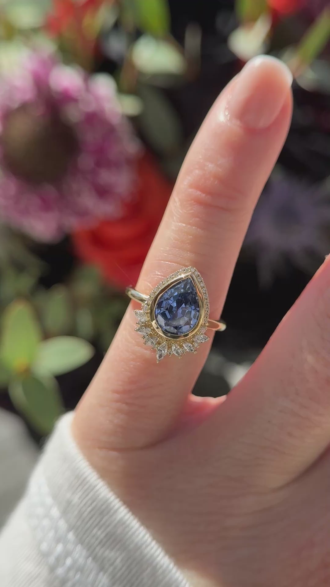 The Penelope Ring | 2.78 CT Pear Blue Sapphire