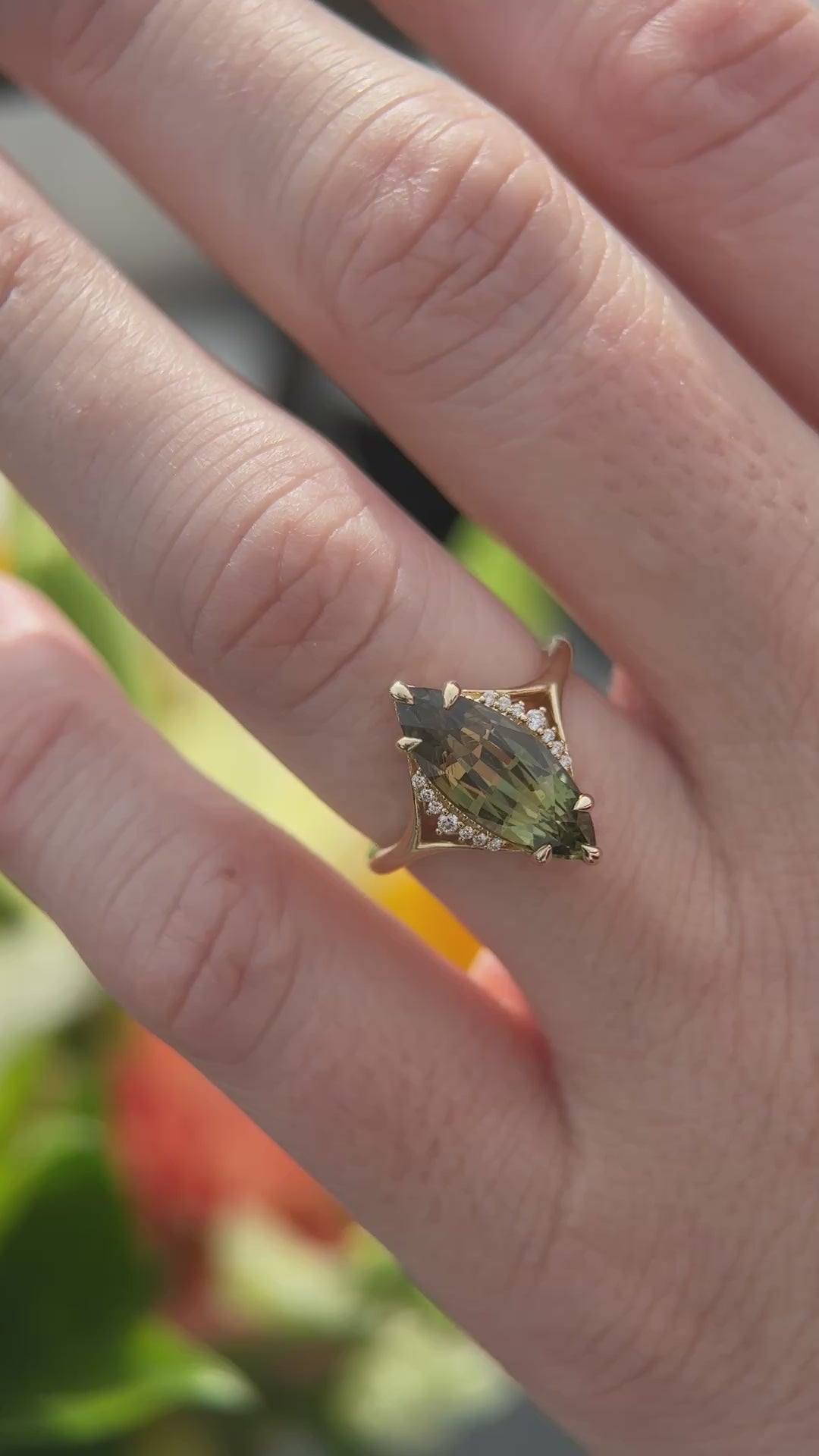 The Serendipity Ring | 4.14 CT Marquise Green Sapphire