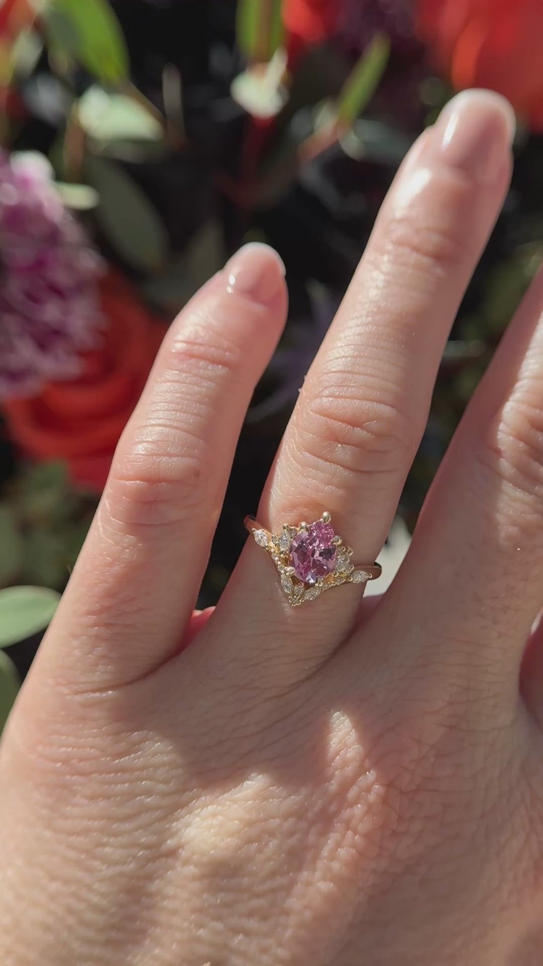 The Aurora Ring | 1.41 CT Pear Pink Sapphire