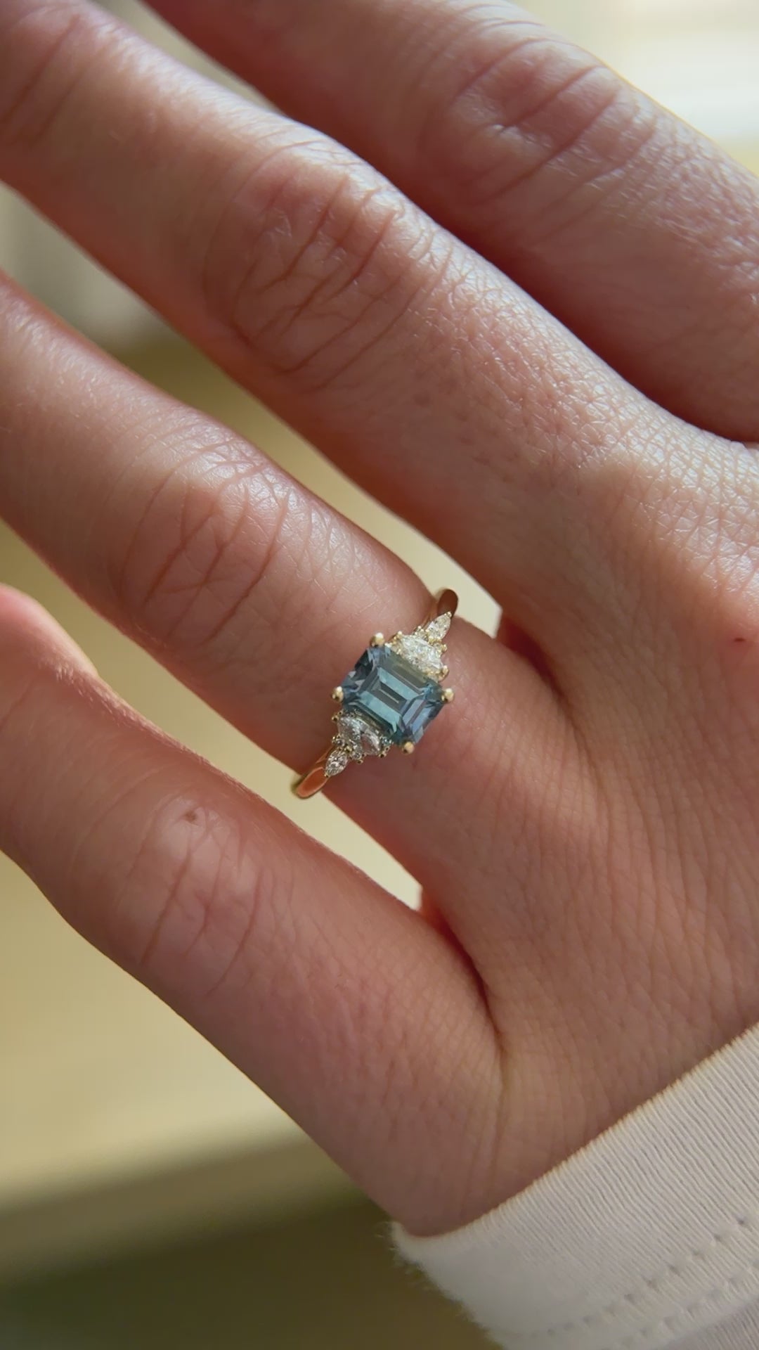The Maeve 1.29 Emerald Cut Montana Sapphire Ring