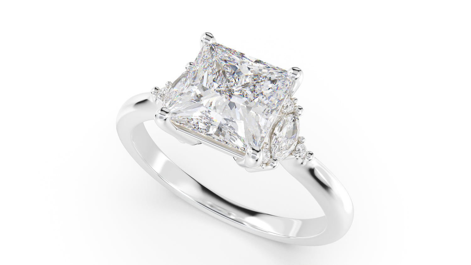The Low Maren Ring | Princess | Setting Only - Lavender Creek Gems