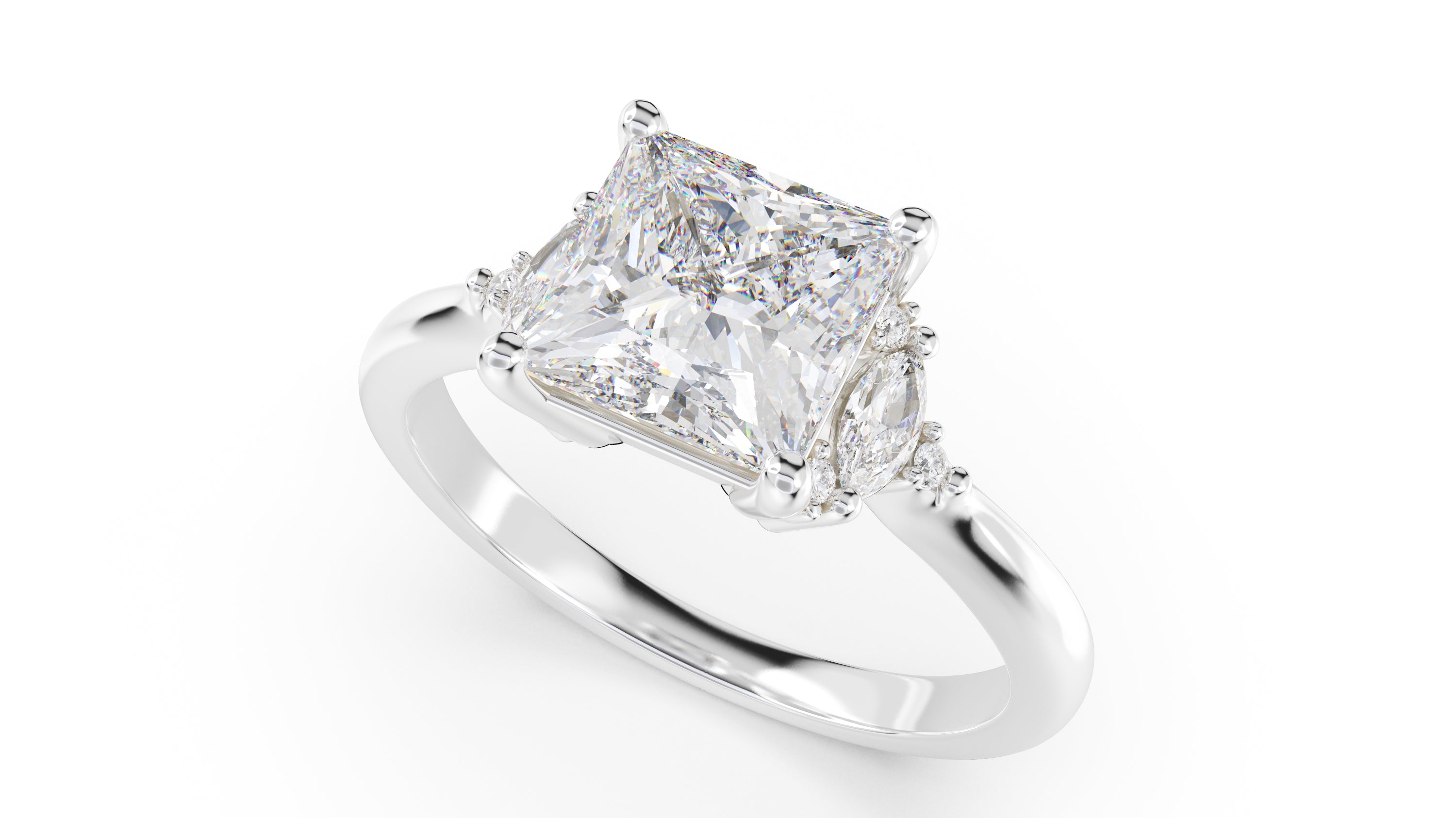 The Low Maren Ring | Princess | Setting Only - Lavender Creek Gems