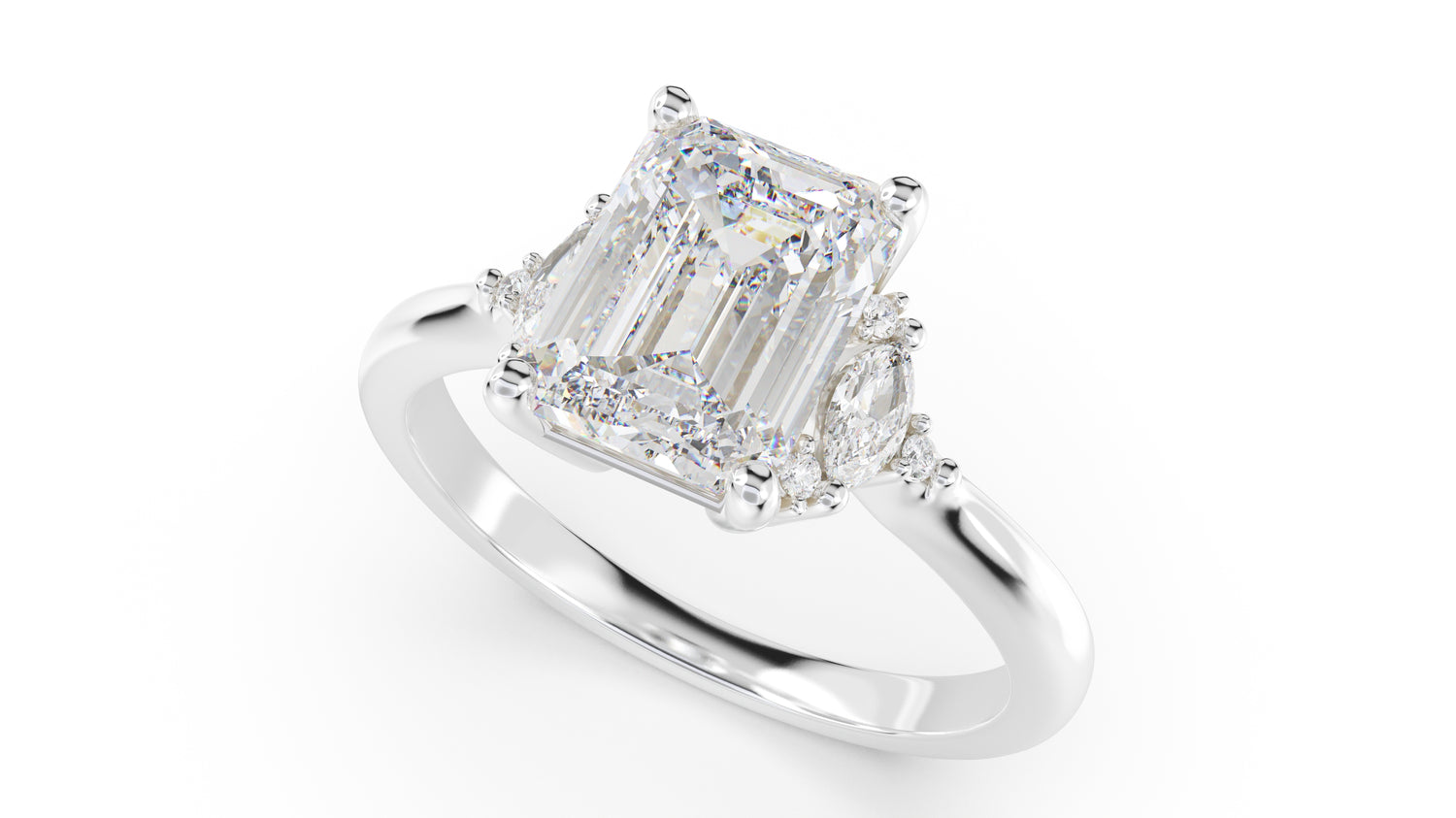 The Low Maren Ring | Emerald Cut | Setting Only - Lavender Creek Gems