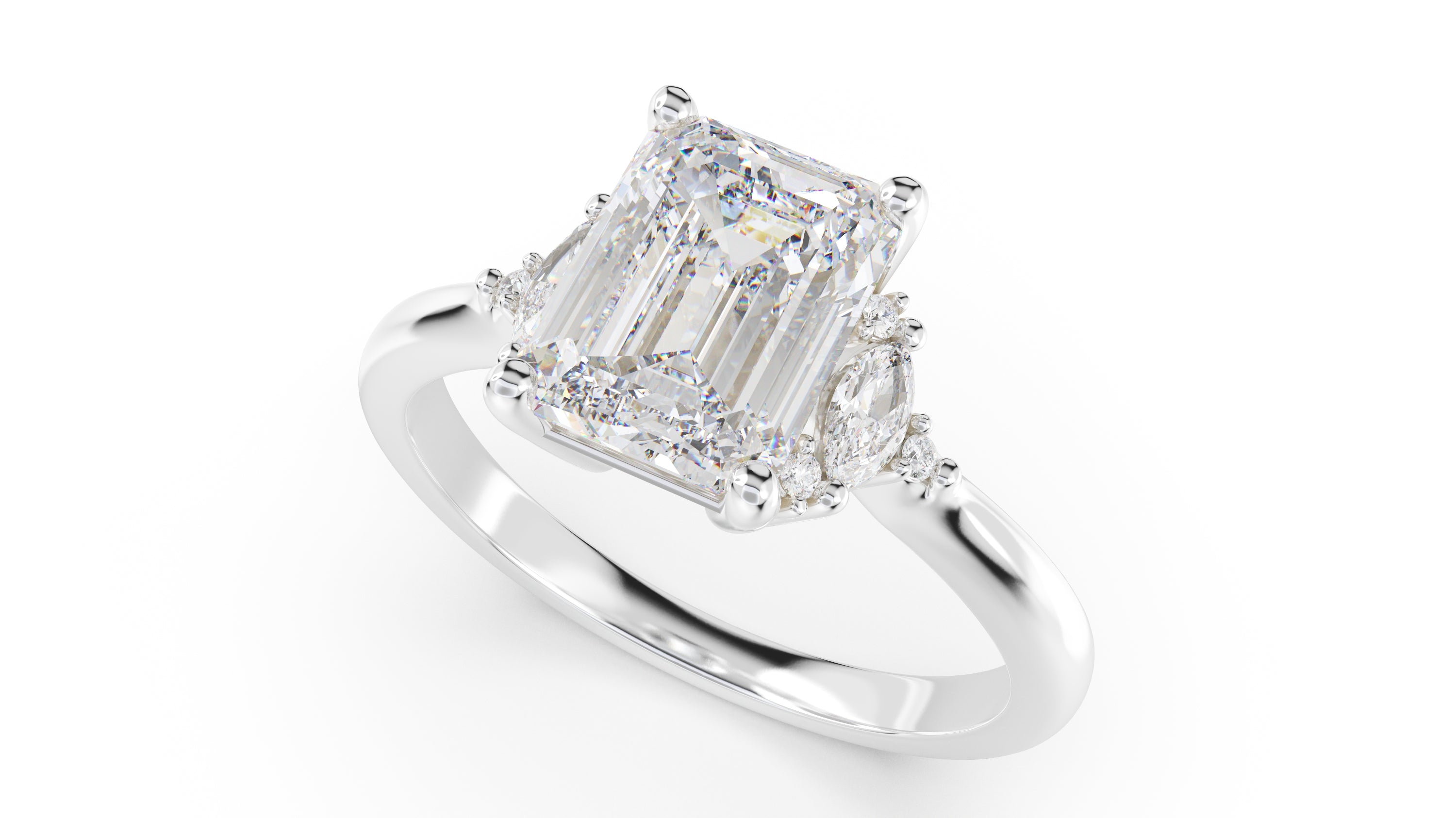 The Low Maren Ring | Emerald Cut | Setting Only - Lavender Creek Gems