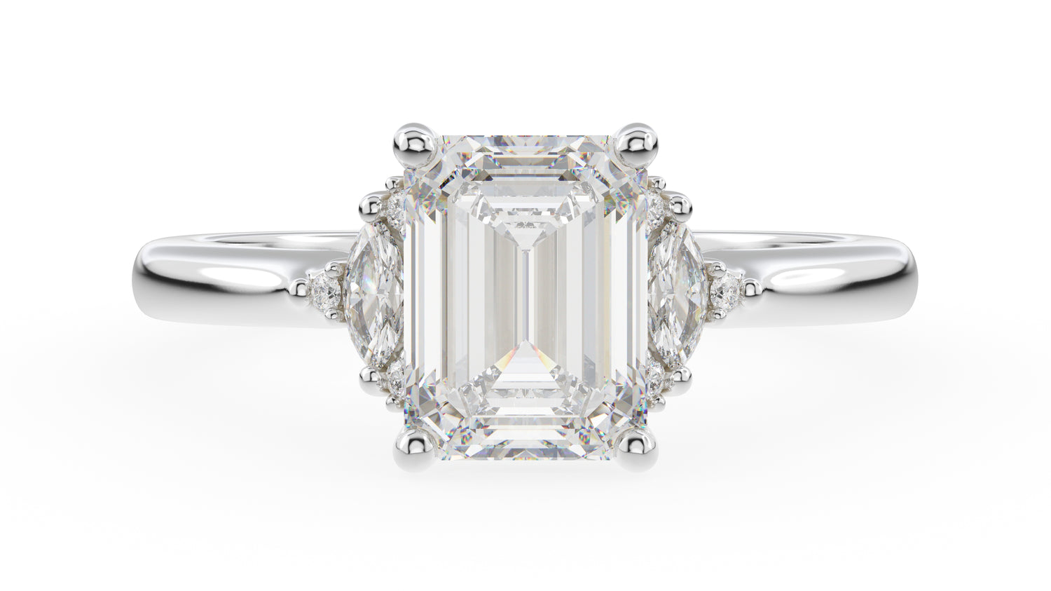 The Low Maren Ring | Emerald Cut | Setting Only - Lavender Creek Gems