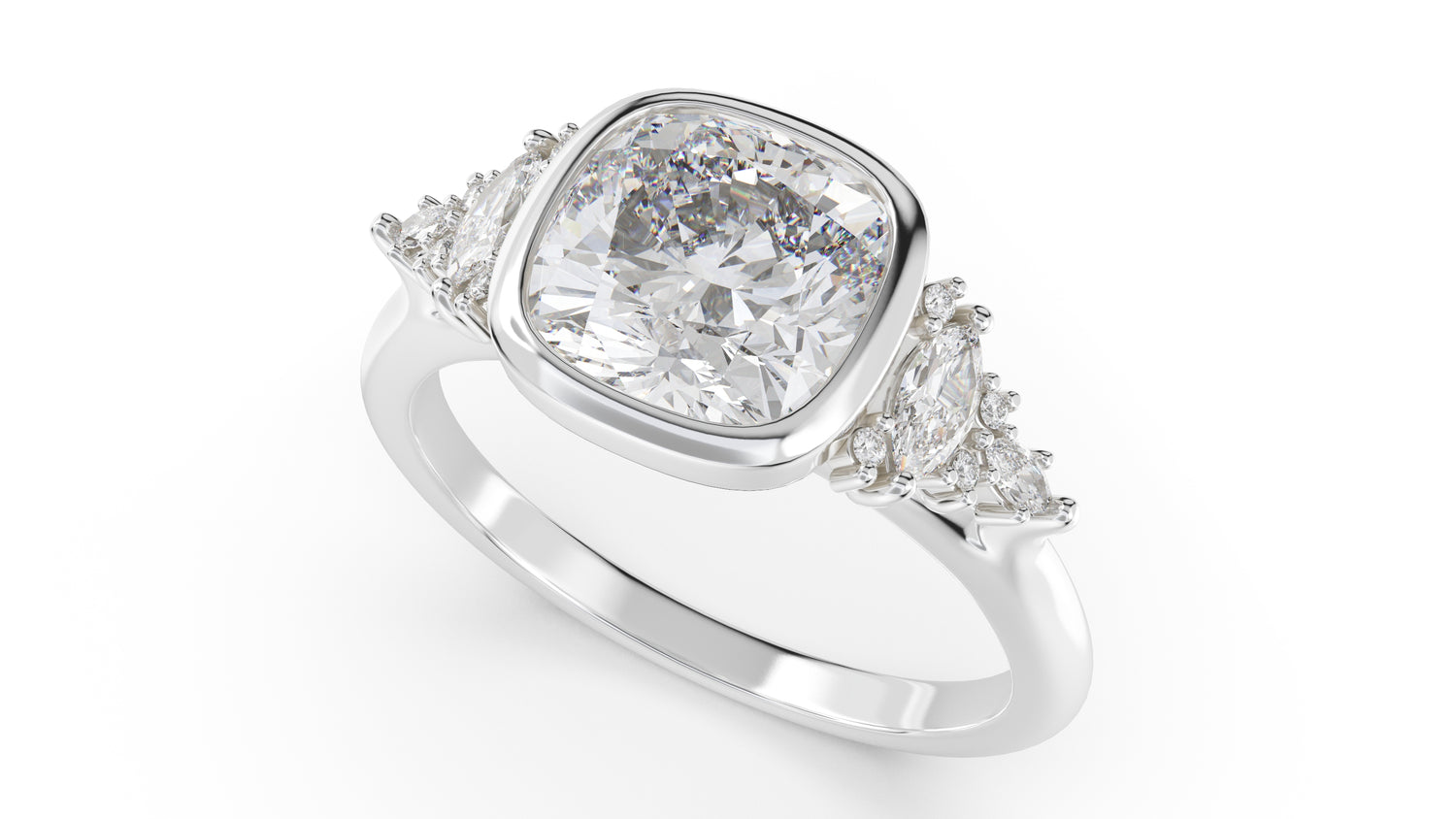 The Bezel Maeve Ring | Cushion | Setting Only - Lavender Creek Gems