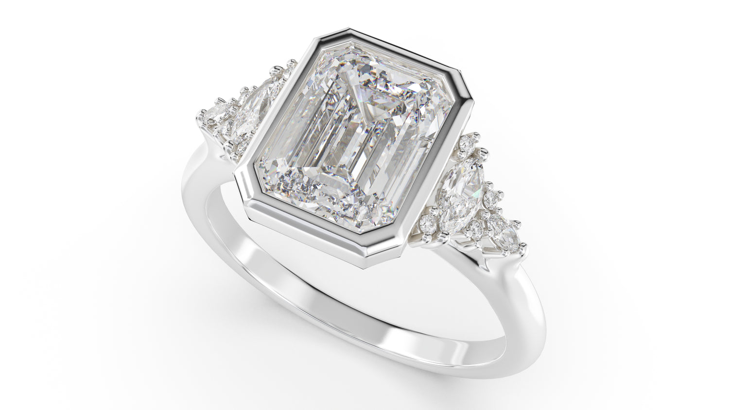 The Bezel Maeve Ring | Emerald Cut | Setting Only - Lavender Creek Gems