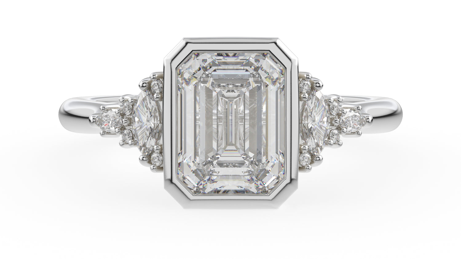 The Bezel Maeve Ring | Emerald Cut | Setting Only - Lavender Creek Gems