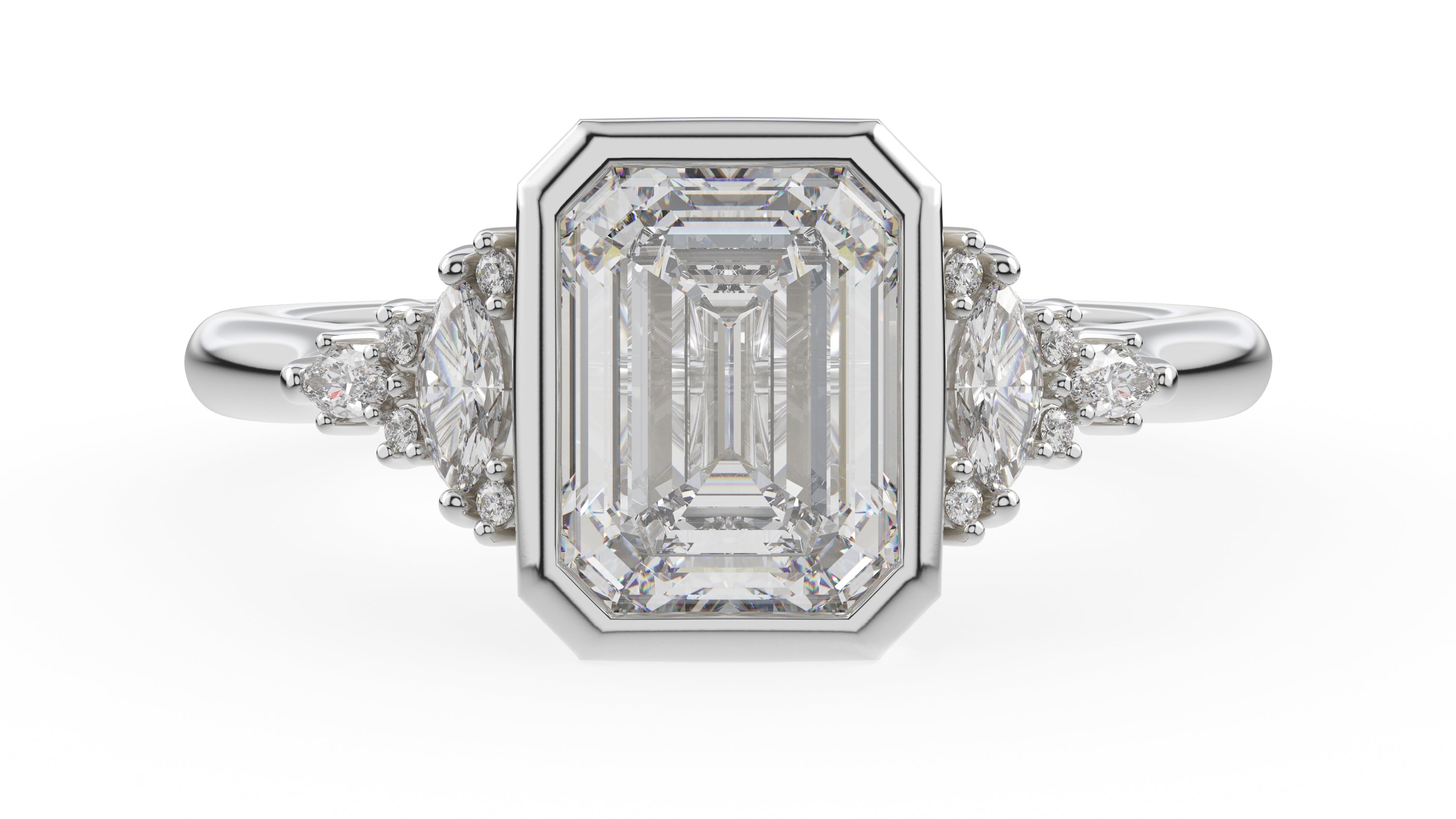 The Bezel Maeve Ring | Emerald Cut | Setting Only - Lavender Creek Gems