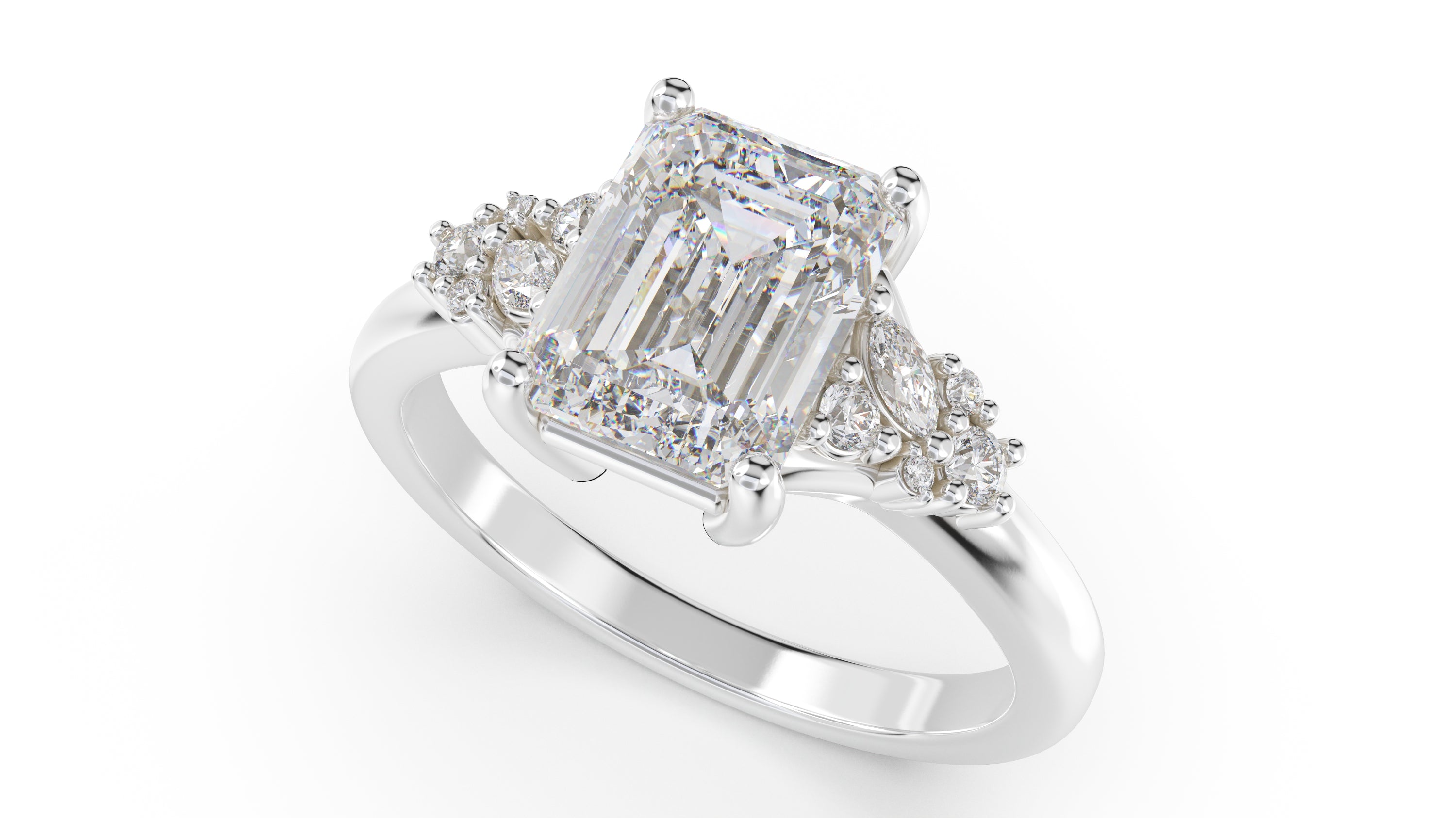 The Lyria Ring | Emerald Cut | Setting Only - Lavender Creek Gems