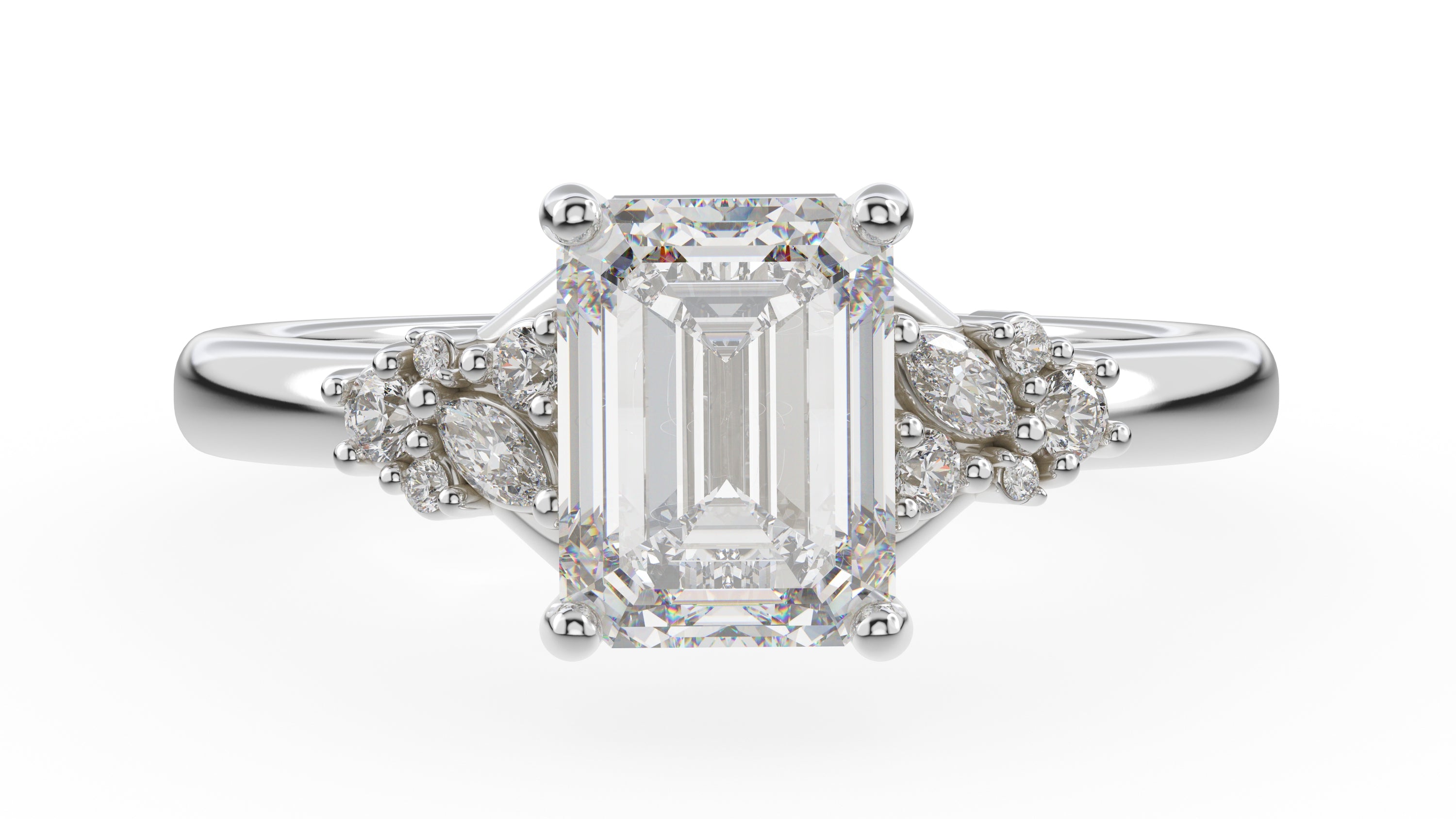 The Lyria Ring | Emerald Cut | Setting Only - Lavender Creek Gems