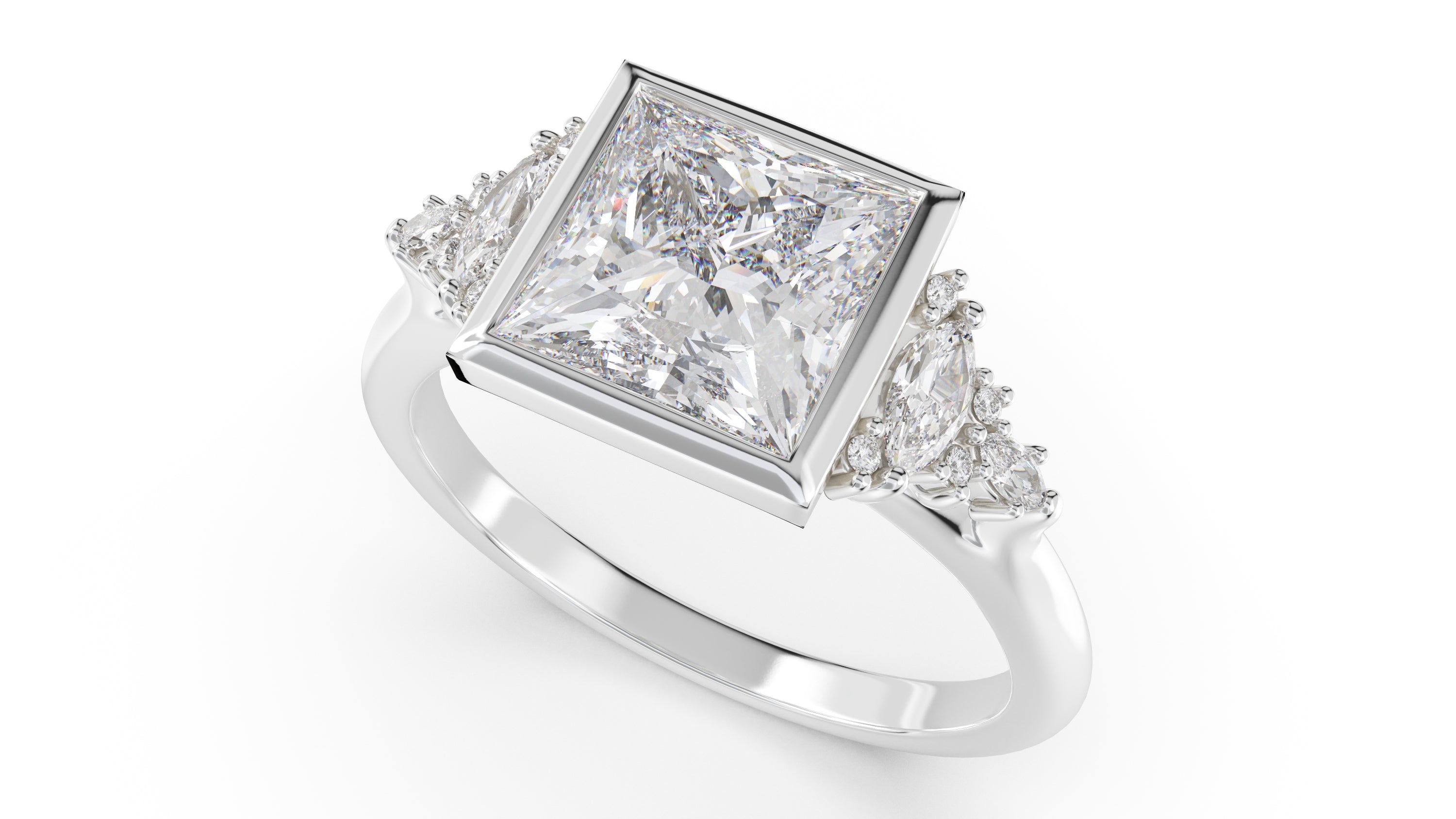 The Bezel Maeve Ring | Princess | Setting Only - Lavender Creek Gems
