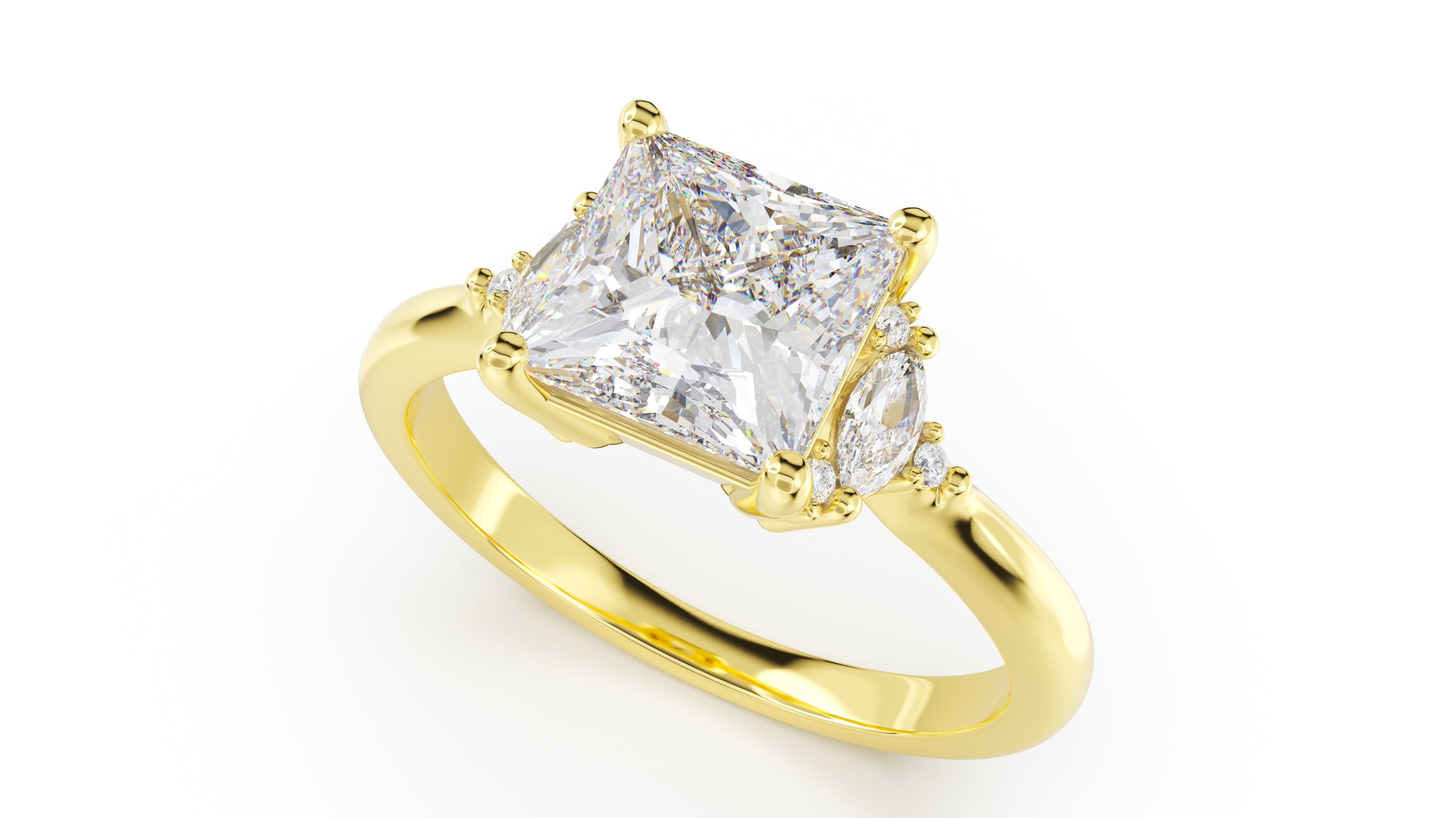 The Low Maren Ring | Princess | Setting Only - Lavender Creek Gems