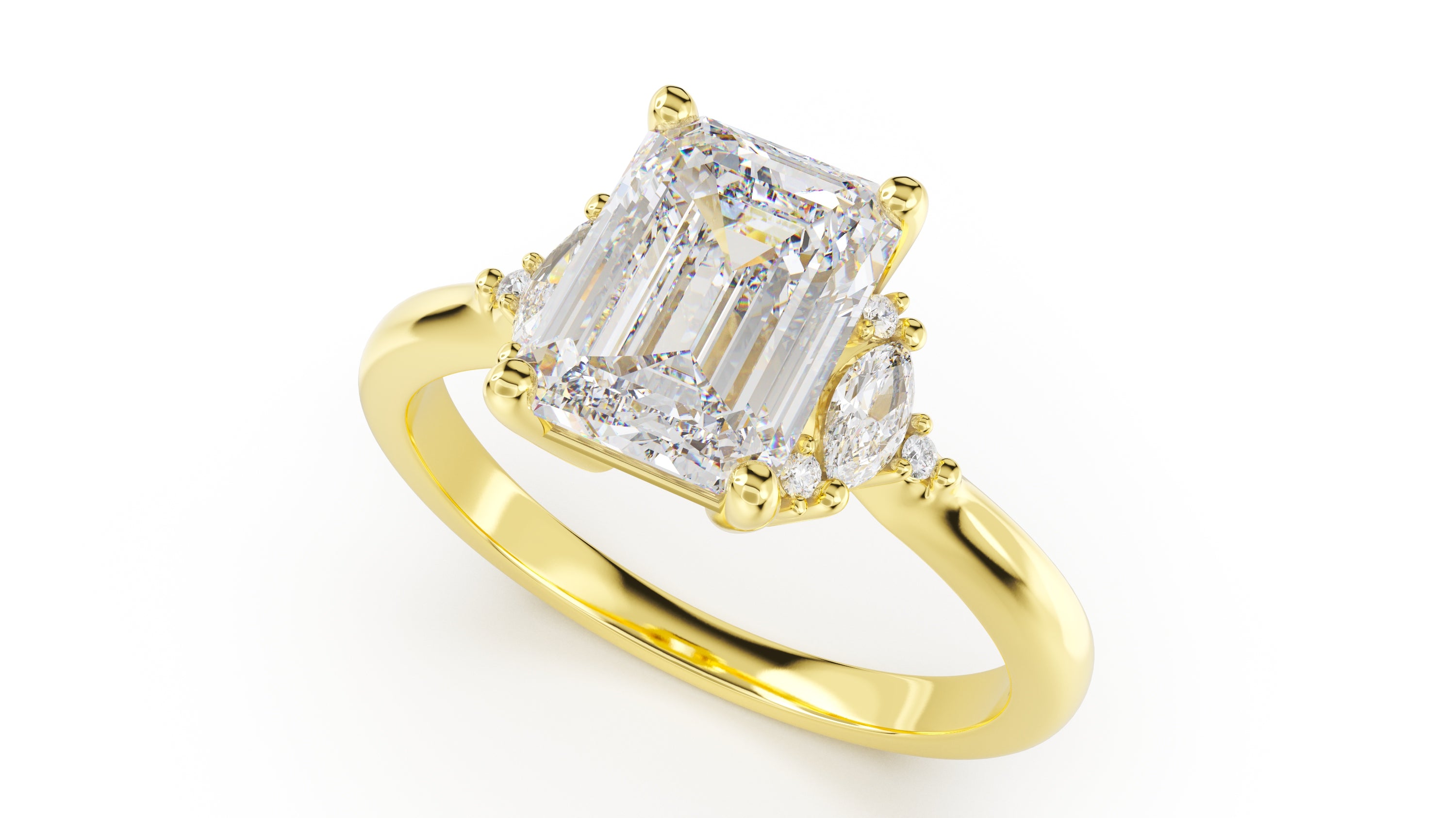 The Low Maren Ring | Emerald Cut | Setting Only - Lavender Creek Gems