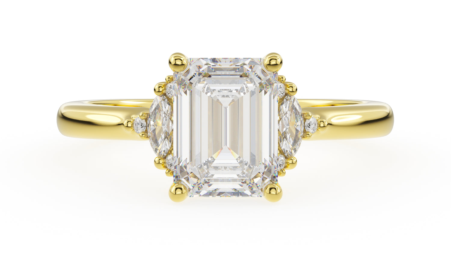 The Low Maren Ring | Emerald Cut | Setting Only - Lavender Creek Gems