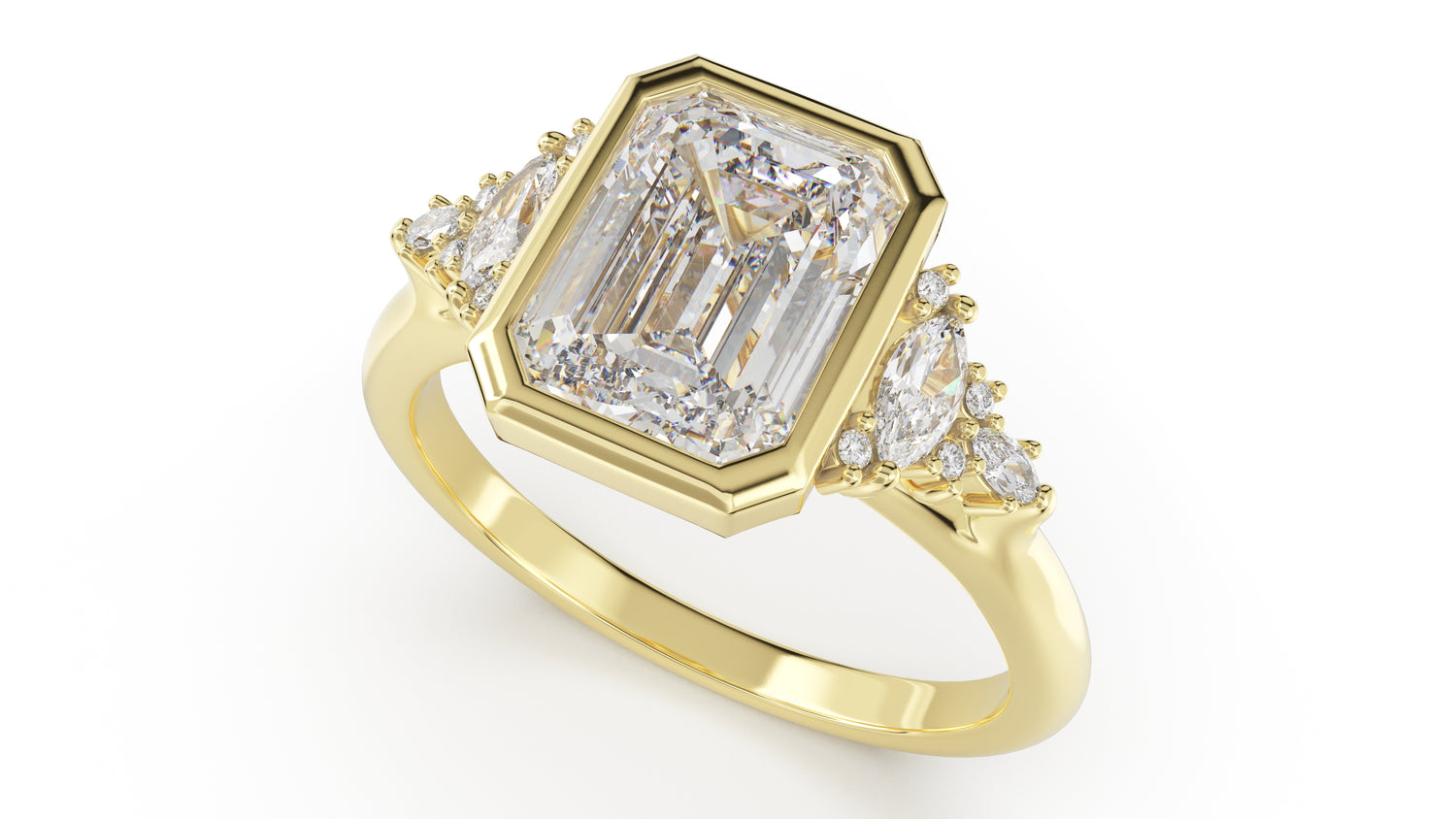 The Bezel Maeve Ring | Emerald Cut | Setting Only - Lavender Creek Gems
