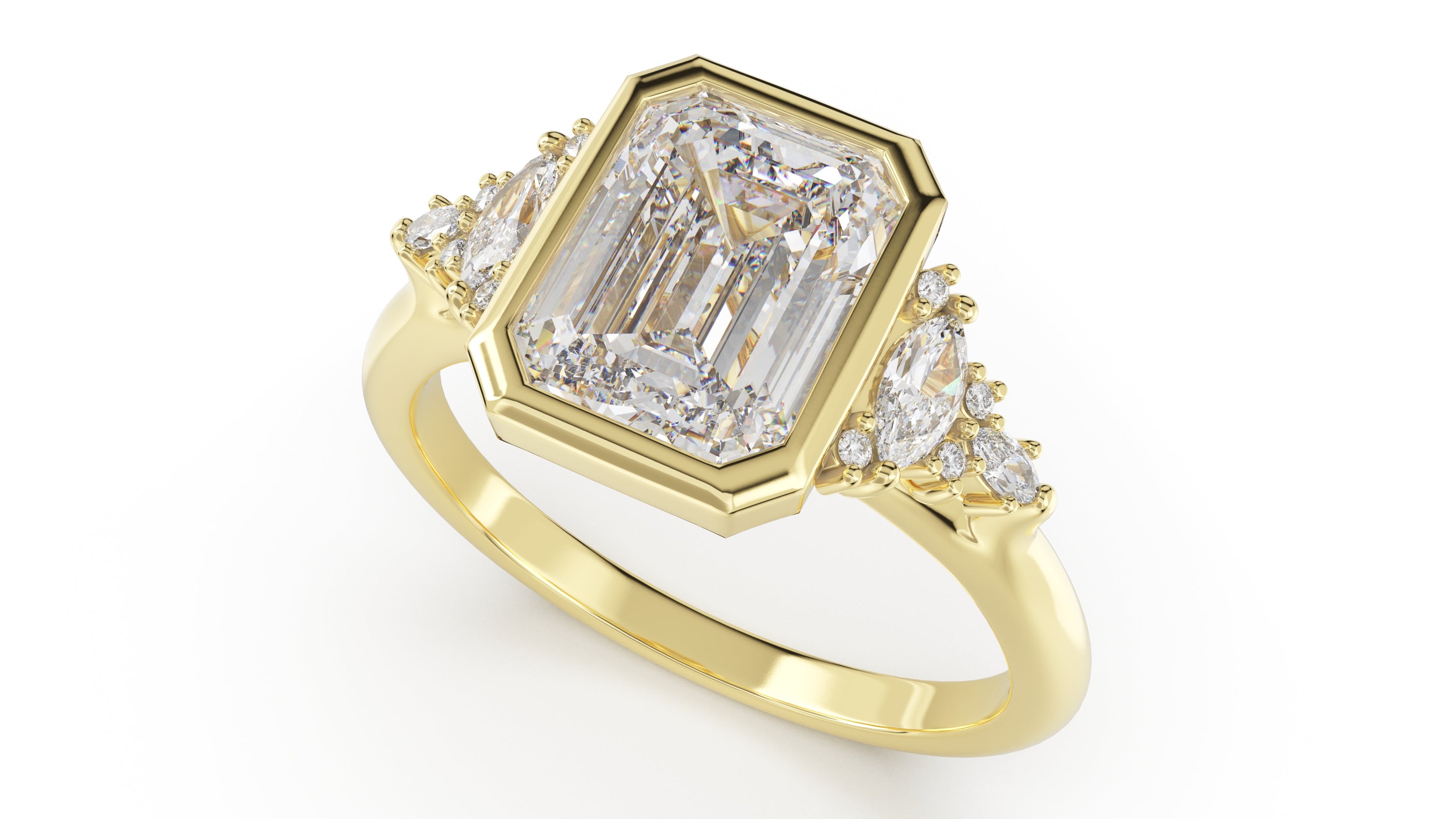 The Bezel Maeve Ring | Emerald Cut | Setting Only - Lavender Creek Gems