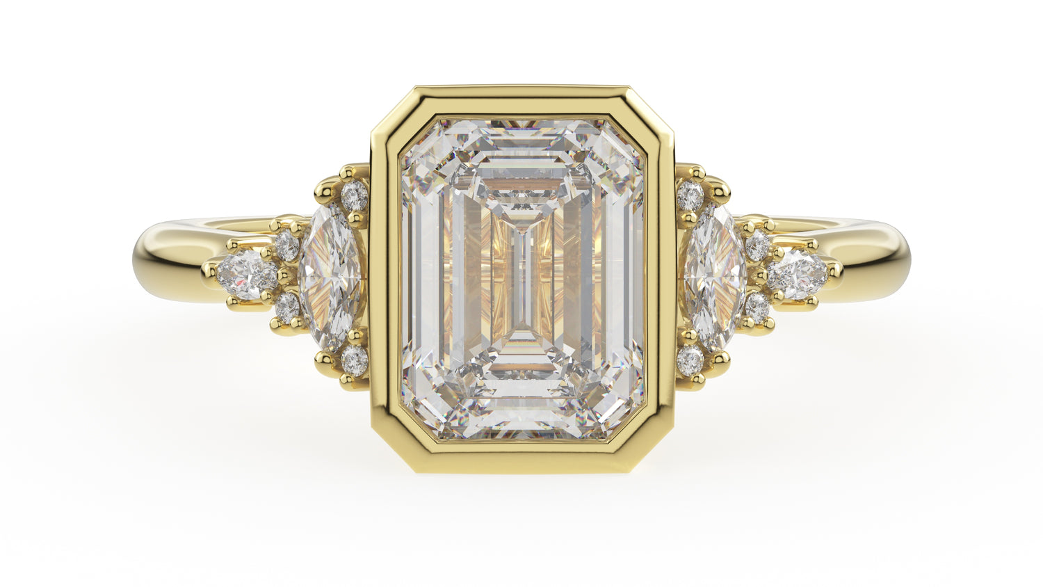The Bezel Maeve Ring | Emerald Cut | Setting Only - Lavender Creek Gems