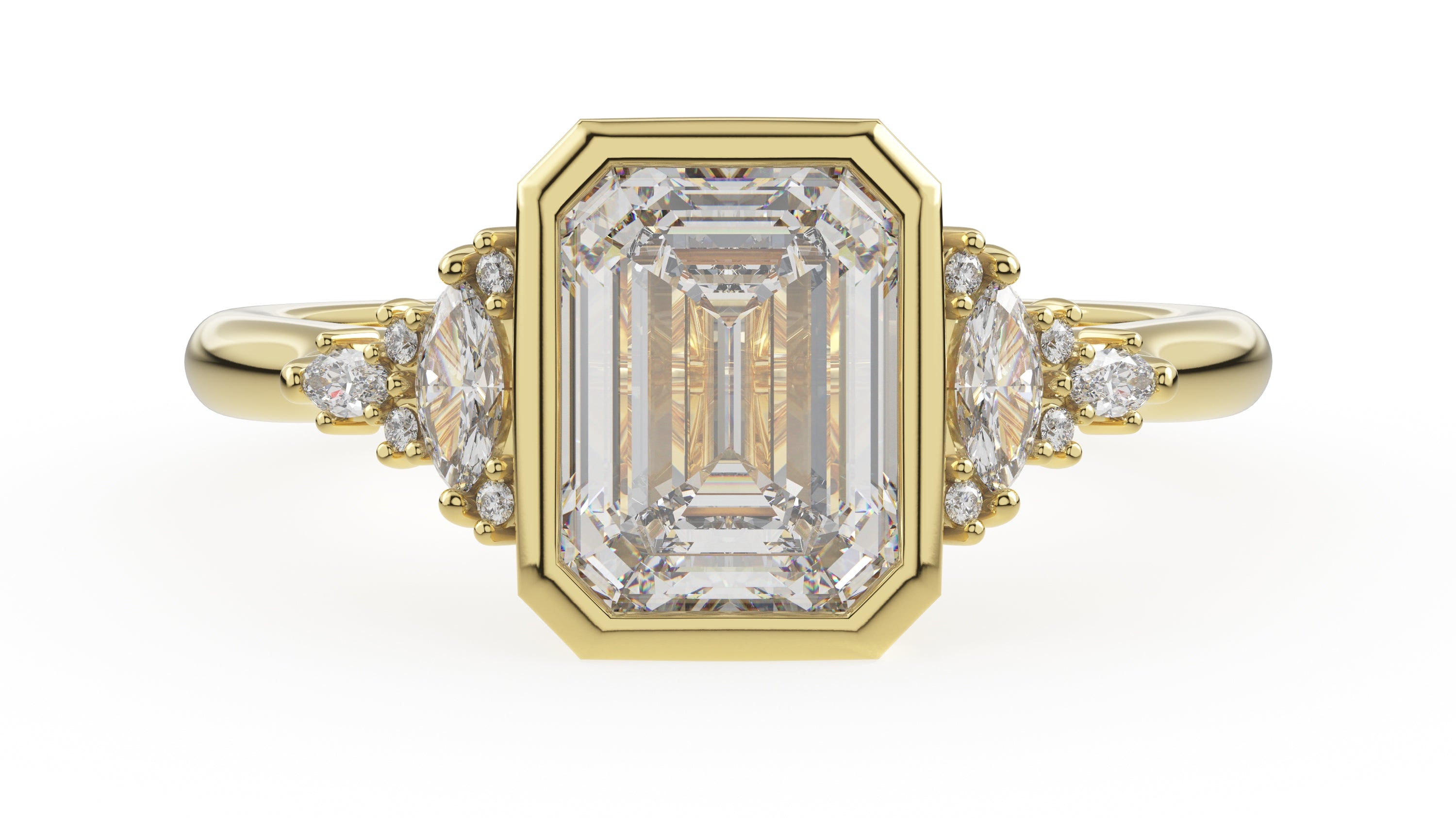 The Bezel Maeve Ring | Emerald Cut | Setting Only - Lavender Creek Gems