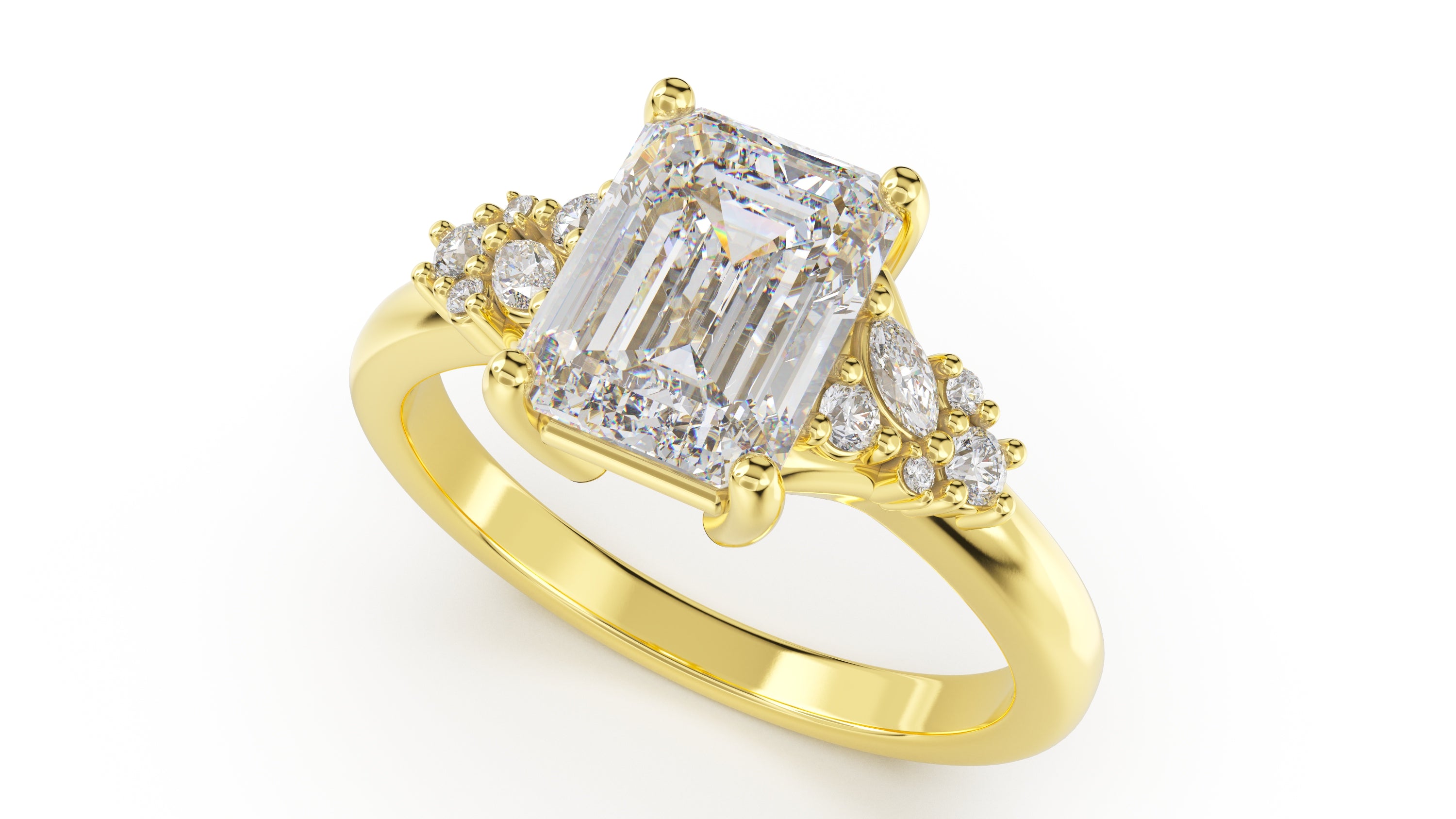The Lyria Ring | Emerald Cut | Setting Only - Lavender Creek Gems