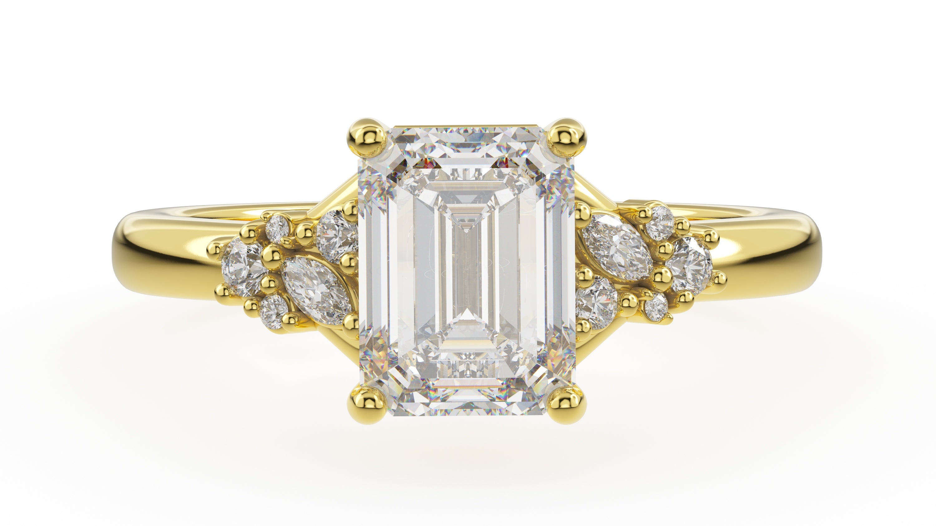 The Lyria Ring | Emerald Cut | Setting Only - Lavender Creek Gems