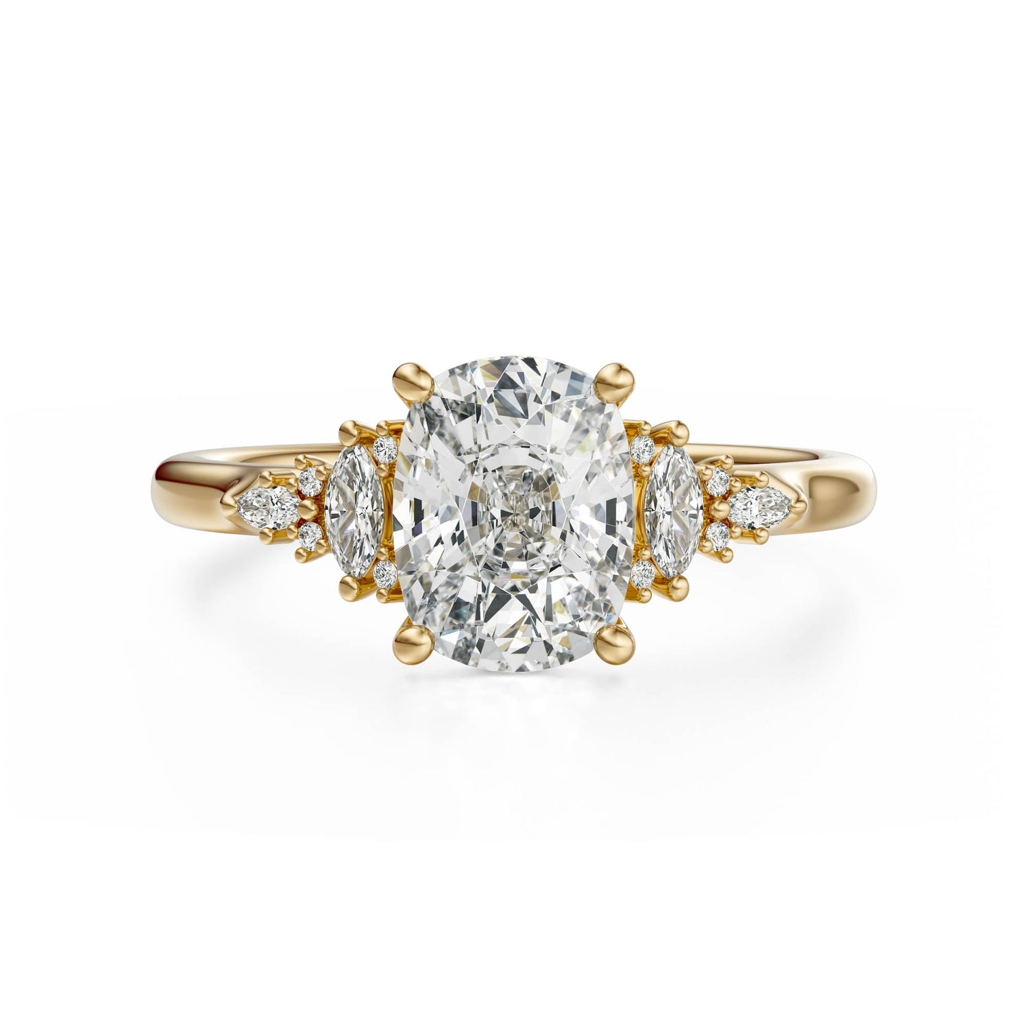 Elongated Cushion Engagment Rings
