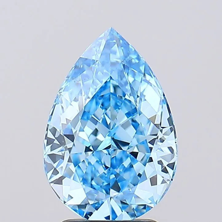 3.05ct Pear Lab Grown Diamond (Colour Fancy Vivid Blue, Clarity VS1, IGI Certified)