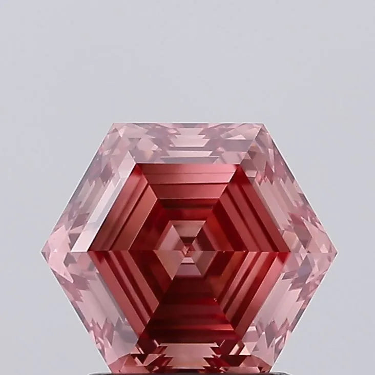 1.62ct Hexagonal Lab Grown Diamond (Colour Fancy Vivid Pink, Clarity VVS2, IGI Certified)