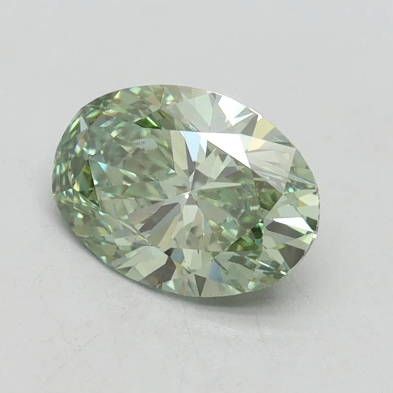 1.02ct Oval Lab Grown Diamond (Colour Fancy Vivid Green, Clarity VS1, IGI Certified)