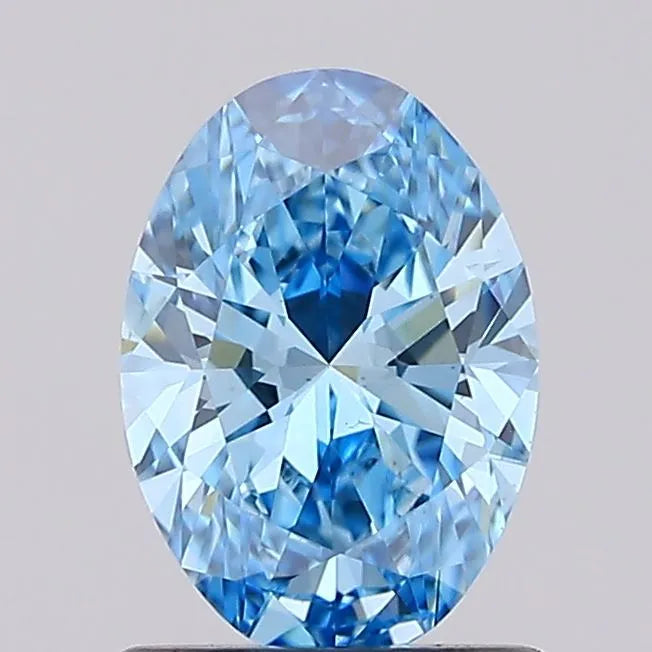 1.02ct Oval Lab Grown Diamond (Colour Fancy Vivid Blue, Clarity VS1, IGI Certified)