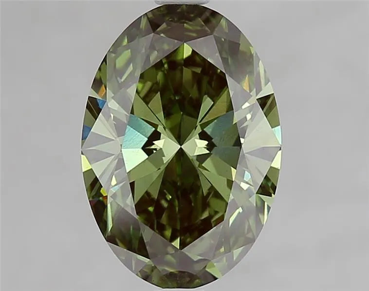 3.06ct Oval Lab Grown Diamond (Colour Fancy Vivid Green, Clarity VS1, IGI Certified)
