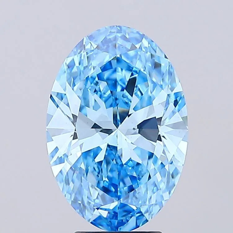 4.03ct Oval Lab Grown Diamond (Colour Fancy Vivid Blue, Clarity VS1, IGI Certified)
