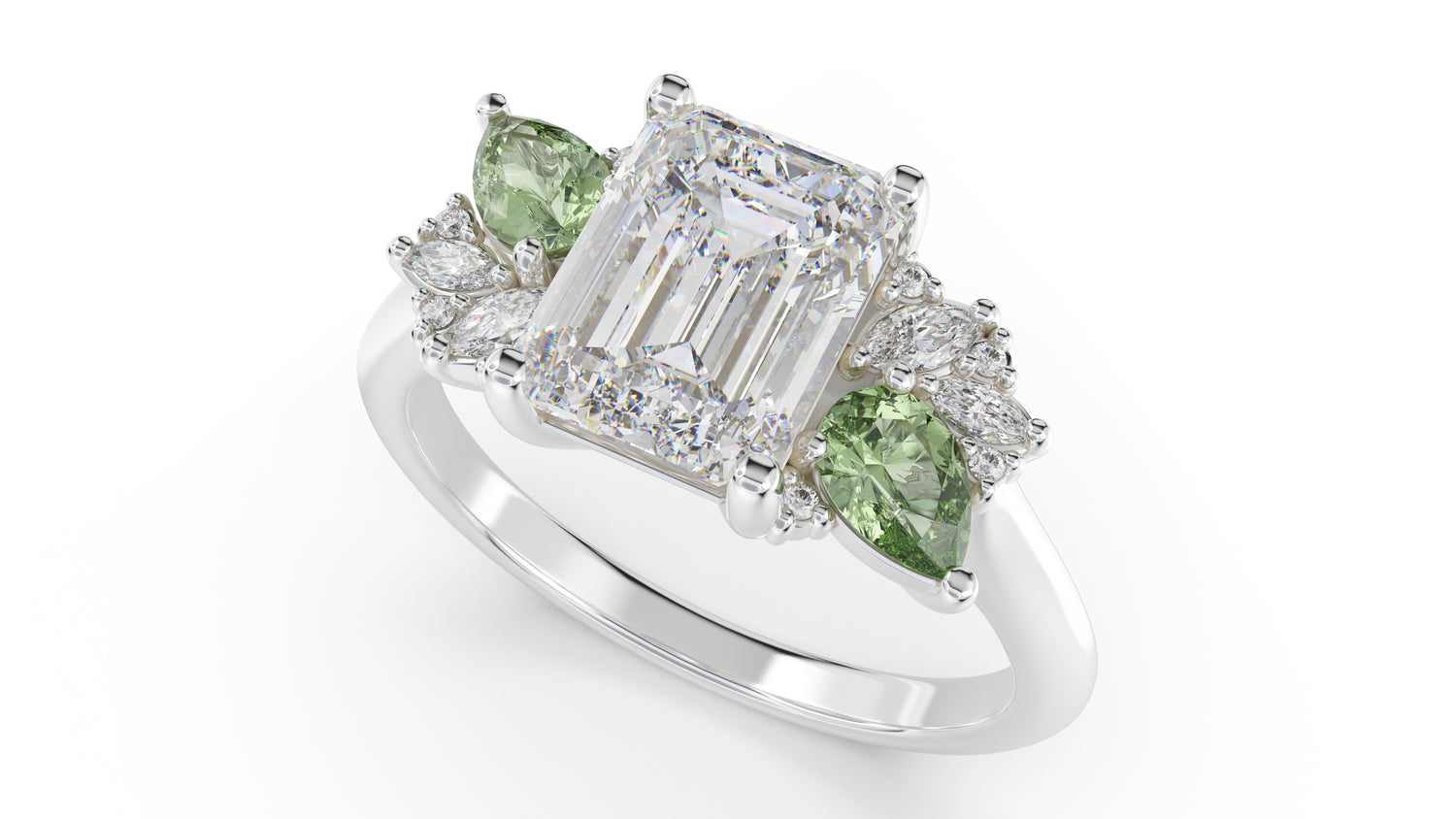 The Fleur Ring | Emerald Cut | Setting Only