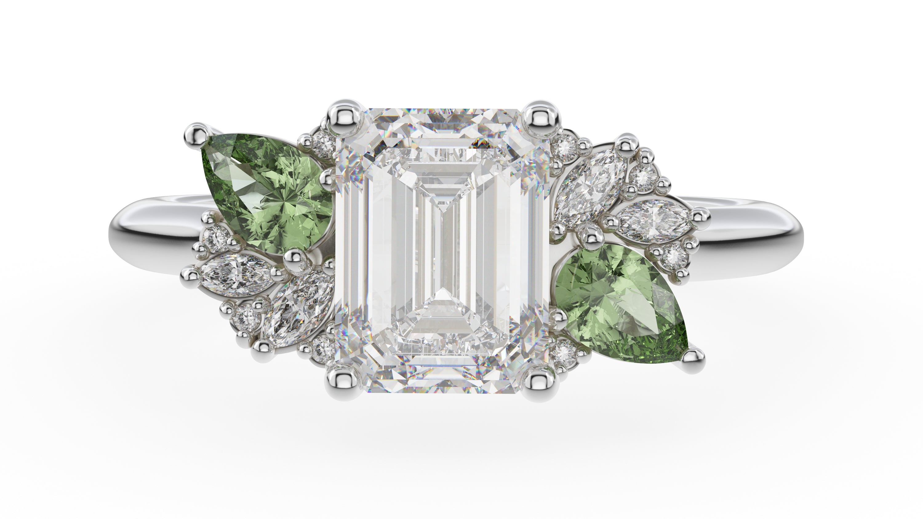 The Fleur Ring | Emerald Cut | Setting Only - Lavender Creek Gems 