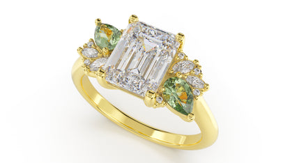 The Fleur Ring | Emerald Cut | Setting Only