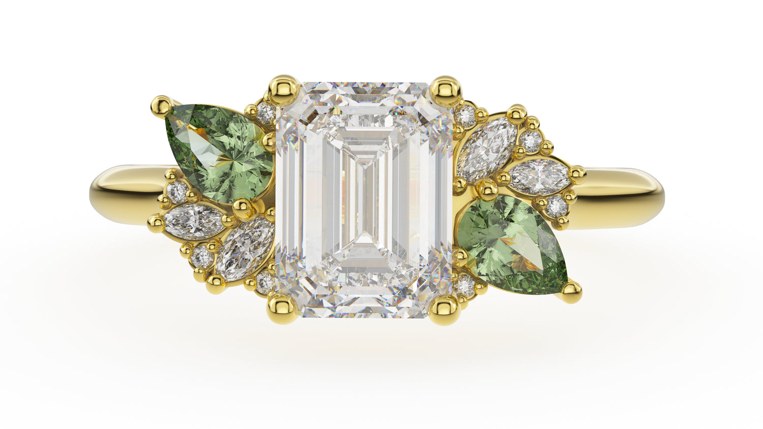 The Fleur Ring | Emerald Cut | Setting Only