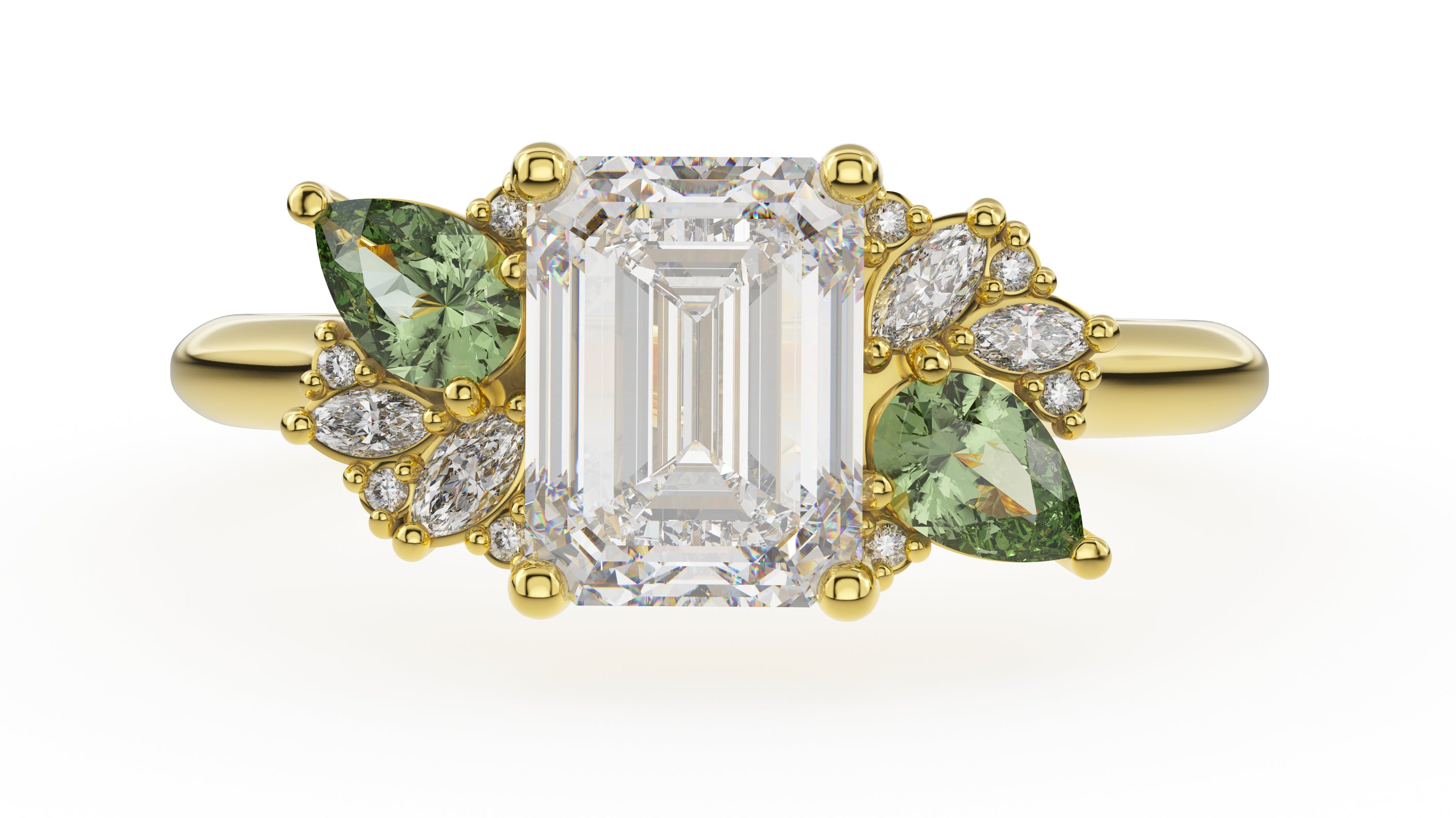 The Fleur Ring | Emerald Cut | Setting Only - Lavender Creek Gems 