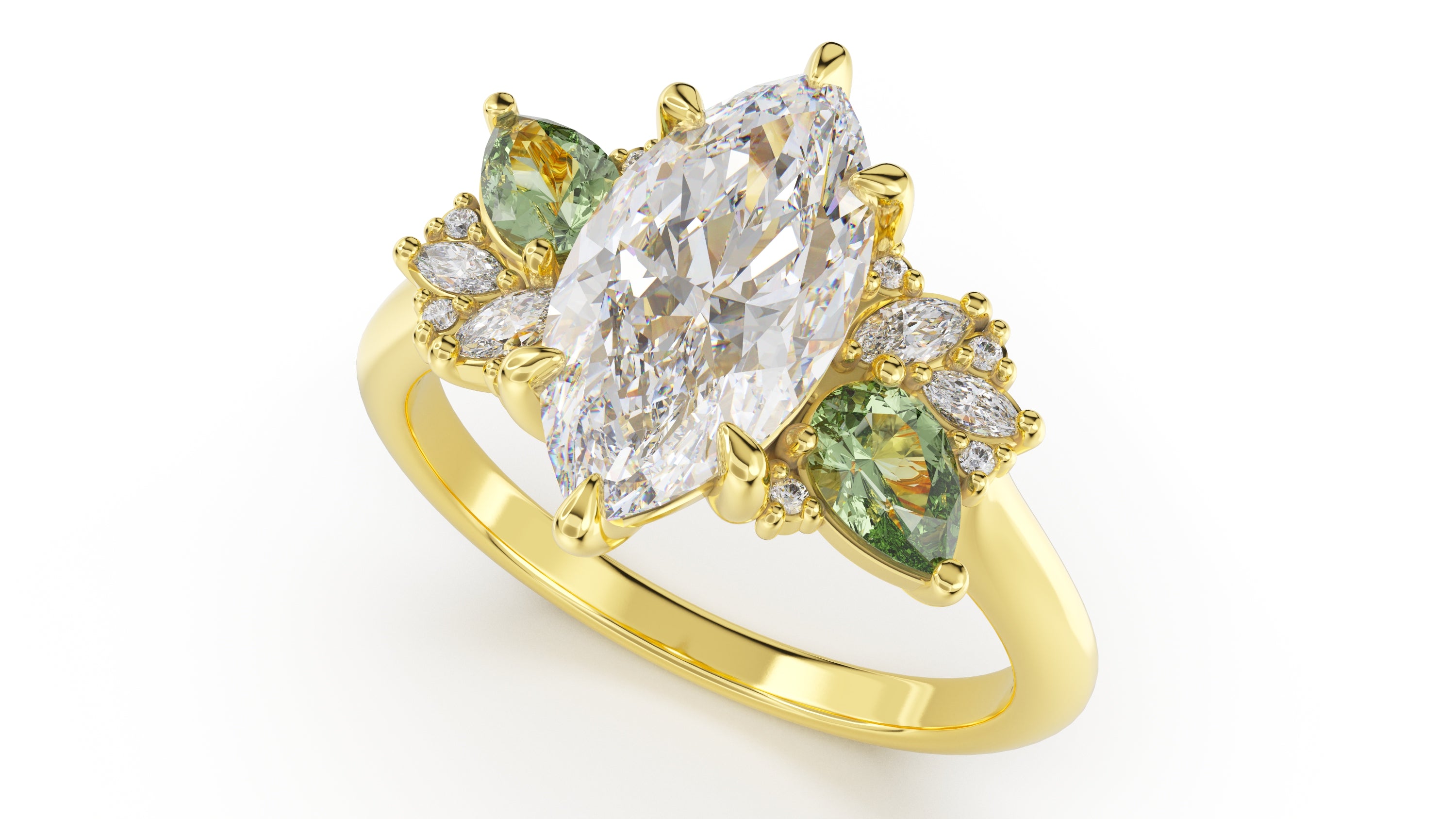 The Fleur Ring | Marquise | Setting Only - Lavender Creek Gems 