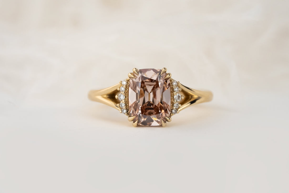 The Serendipity Ring | 2.14 CT Antique Cushion Light Brown Diamond - Lavender Creek Gems 