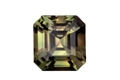 3.39 CT Asscher Cut Green/Brown Sapphire - Lavender Creek Gems 