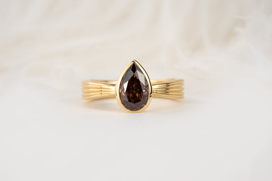 The Veil Ring | 1.42 CT Pear Brown Diamond - Lavender Creek Gems 