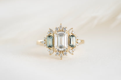 The Marial Ring | Diamond + Green Sapphire - Lavender Creek Gems 