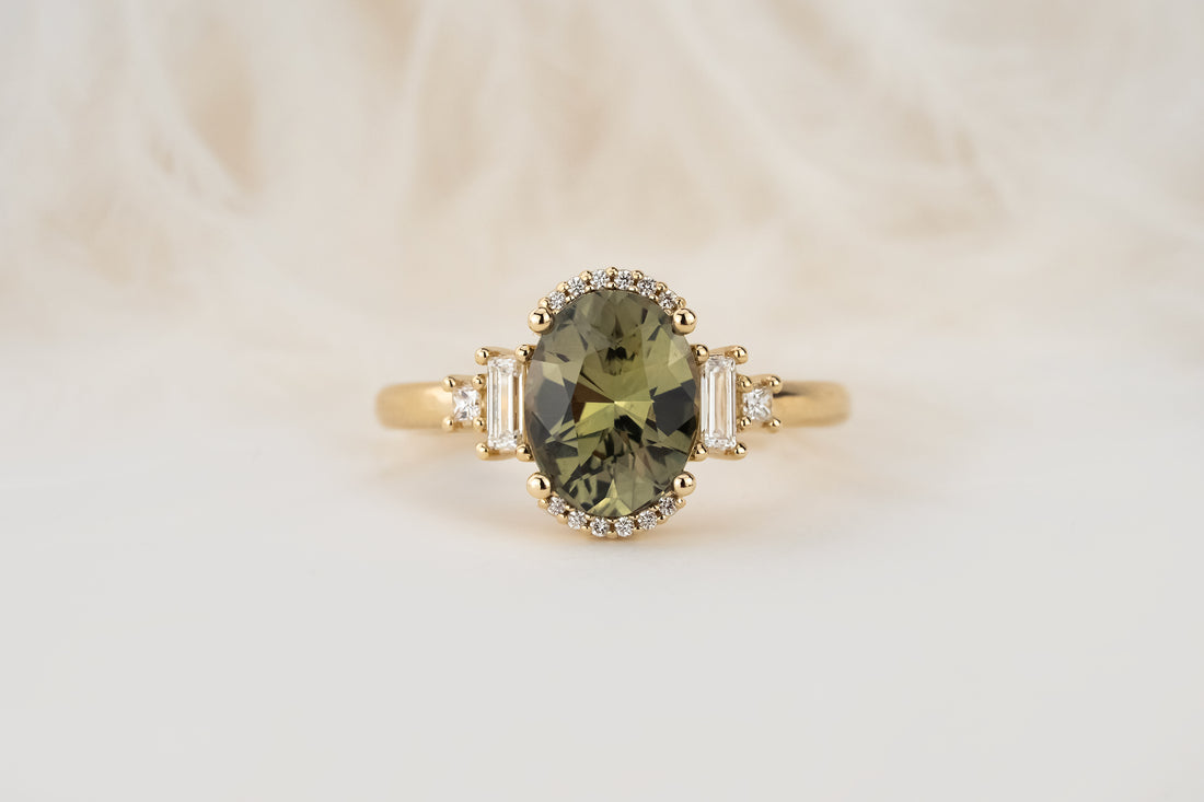 The Sura Ring | 2.29 CT Oval Green Sapphire - Lavender Creek Gems 
