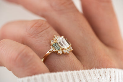 The Marial Ring | Diamond + Green Sapphire - Lavender Creek Gems 