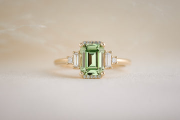 The Sura 1.81 CT Emerald Cut Green Garnet Ring - Lavender Creek Gems 