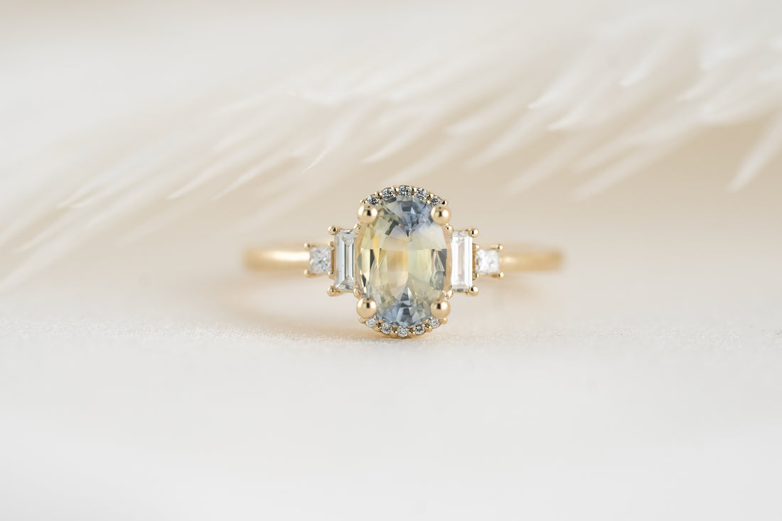 The Sura Ring |1.45 CT Oval Bicolor Sapphire - Lavender Creek Gems
