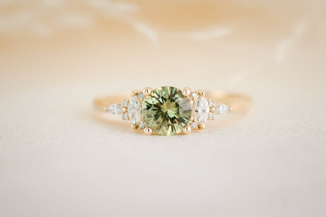 The Maeve 1 CT Round Green Sapphire Ring - Lavender Creek Gems