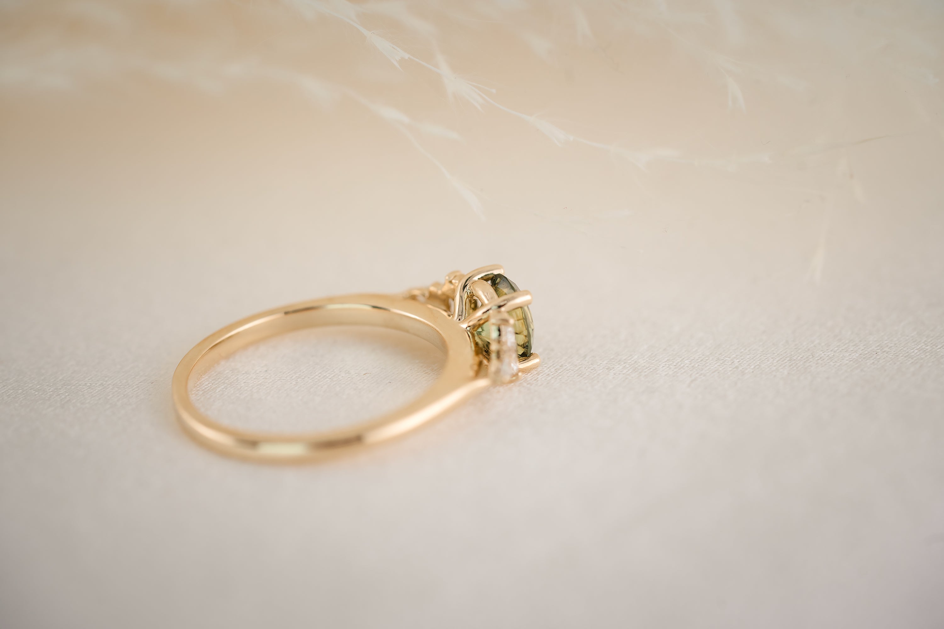 The Maeve 1 CT Round Green Sapphire Ring - Lavender Creek Gems 